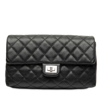 Chanel Black Grained Calfskin Clutch Bag (Pre-Owned)