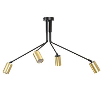 Wonderlamp Plaf&oacute;n de techo con estructura de metal y 4 focos orientables dorados