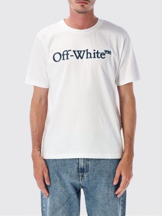 Off-white T-shirt a maniche corte in cotone con stampa logo a contrasto
