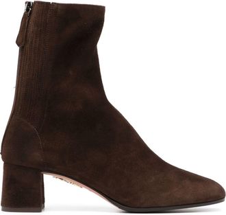 Aquazzura Saint Honore 50mm suede boots - women - Calf Suede/Calf Leather/Calf Leather/Rubber - 36.5 - Brown