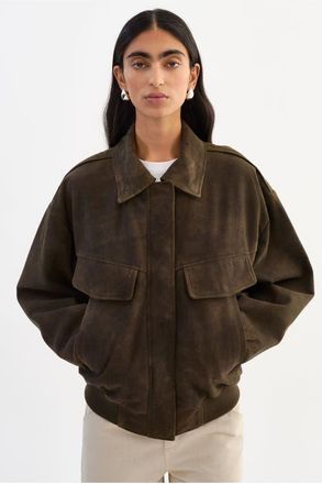 LaMarque Trevanna | Suede Bomber Jacket in Distressed Brown at Nordstrom, Size Xx-Small