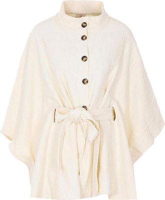 Liu Jo White Embossed Logo Poncho