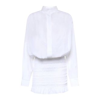Andamane Shirt Dresses, female, White, Size: XS Rania Smocked Shirt Mini Dress