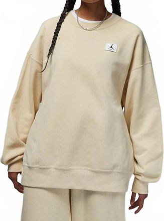 Nike Jordan Womens Flight Fleece Crewneck Top In Beach