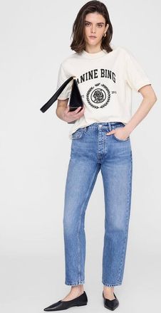 Anine Bing Jaylin Collegiate Tee in Washed Cream at Nordstrom, Size X-Small