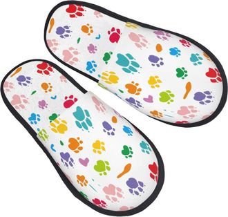 Generic Lightweight Fluffy Slipper Traces of Dog Paws House Slipper Cosy Ladies Slippers for Winter Family Bedroom M
