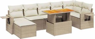 vidaXL Vidaxl - Juego De Sof&aacute;s De Jard&iacute;n Con Cojines Beige 8 Pzas Rat&aacute;n Pe