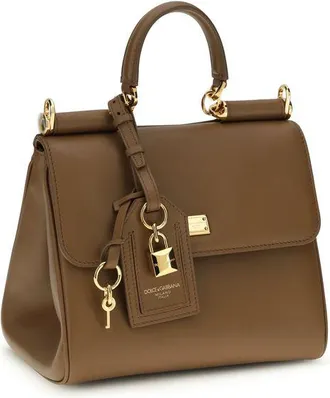 Dolce & Gabbana Womens Brown Calf Leather Bos Taurus Shoulder Bag