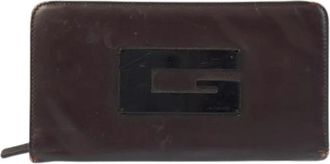 Gucci Pre-owned Leren Lange Portemonnee - Dames - Vintage Accessoires - Bruin - ONE Size - Leer - Vintage