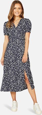 Yumi Spot Midi Tea Dress in Navy at Nordstrom, Size 12