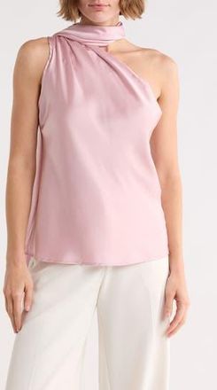 Renee C Scarf Detail One-Shoulder Satin Top in Pink at Nordstrom Rack, Size X-Large
