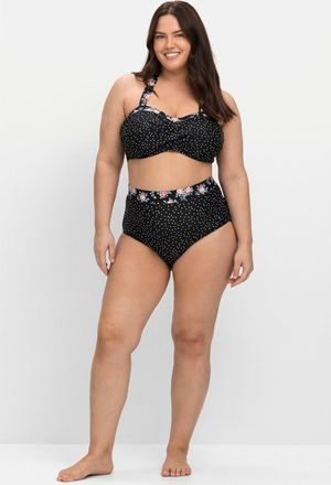 Sheego Bustier-Bikini-Top SHEEGO, Damen, Gr. 40, Cup B, schwarz (schwarz, gepunktet), Elasthan, Polyamid, Bikini-Oberteile Bustier-Bikini-Top