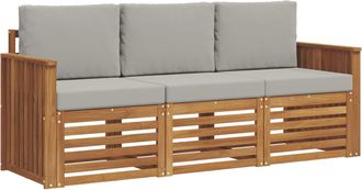 vidaXL Juegos De Sof&aacute;s 3 Uds. Gris Natural Y Claro Vidaxl