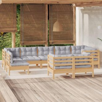 vidaXL Juego De Muebles De Jard&iacute;n 9 Pzas Y Cojines Madera Maciza Pino Vidaxl