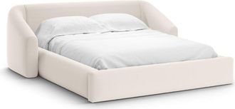Cosmopolitan Design Cama con cabecero y ba&uacute;l 200x140cm tejido estructural beige claro