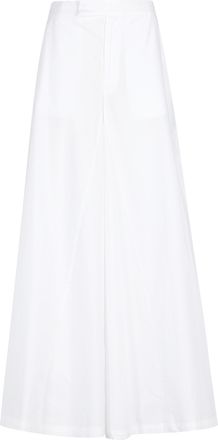 Federica Tosi White Palazzo Belt-Loops Cotton-Blend Formal Pants