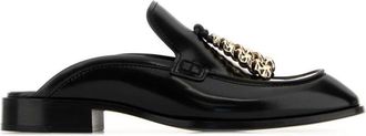 Loewe Black Leather Loafer Mules