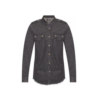 Balmain Black Denim Mens Shirt