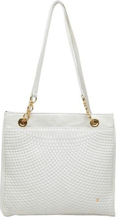 Bally White Leather Shoulder Bag Tote Bag (Pre-Owned)