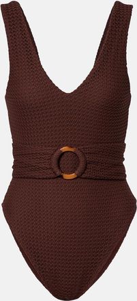 Montce Swim Ba&ntilde;ador Kim de croch&eacute; con cintur&oacute;n