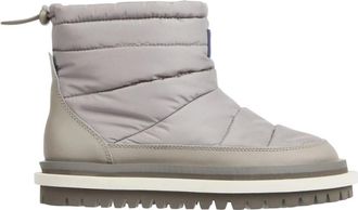 Tommy Jeans Beige Gewatteerde Platte Enkellaarzen - Dames - Winterlaarzen - Beige - 39 EU - Polyester - Schoenen