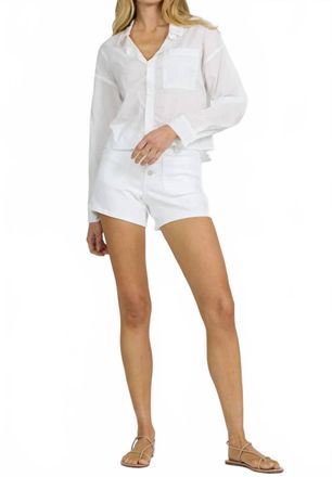 Dear John Denim Adrianna Long Sleeve Button Shirt In White