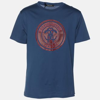 Roberto Cavalli Robert Cavalli Blue Jersey Logo T-Shirt