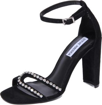 Steve Madden Su&egrave;de strass schoen met 10 cm hak - Dames - Sandalen met hakken - Zwart - 40 EU - Su&egrave;de - Schoenen