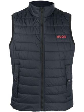 HUGO BOSS Gilet imbottito con stampa - Blu