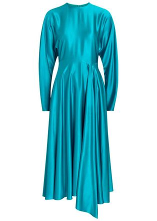 Roksanda Ilincic Yelin Asymmetric Silk Midi Dress - Blue