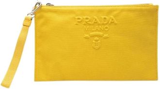 Prada Pre-owned Canvas Clutch - Dames - Vintage Clutch - Geel - ONE Size - Vintage