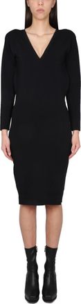 Stella McCartney Black V Neck Knee Length Dress