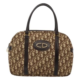 Dior Vintage Cd Trotter Handbag Canvas Brown Canvas Handbag (Pre-Owned)
