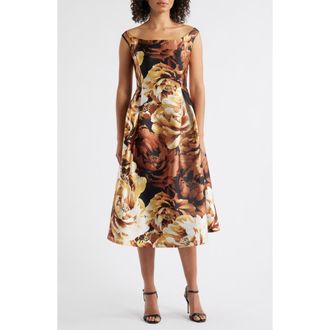 Julia Jordan Floral Off-the-Shoulder Cocktail Dress in Gold at Nordstrom Rack, Size 10