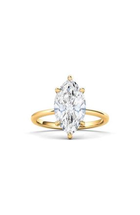 HauteCarat Marquise Cut Lab Created Diamond Ring in 3.00 Ctw 18K Yellow Gold at Nordstrom, Size 7.5