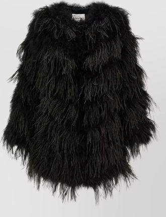Yves Salomon feather quilted caban coat