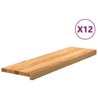 vidaXL Pelda&ntilde;os De Escalera 12 Uds Madera Maciza Roble Marr&oacute;n Claro
