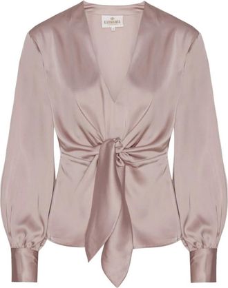 Karmamia Roze Blouse met Voorknoop - Dames - Blouses - Roze - L - Polyester - Overhemden