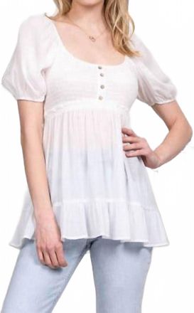 Blu Pepper Force Of Love Babydoll Top In White