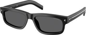 Prada Stijlvolle zonnebril in glanzend zwart - Heren - Zonnebrillen - Zwart - 55 MM - Accessoires