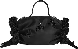 Simone Rocha Tassen, Dames, Zwart, ONE Size, Polyester, Beaded Classic Bow Crossbody Tas