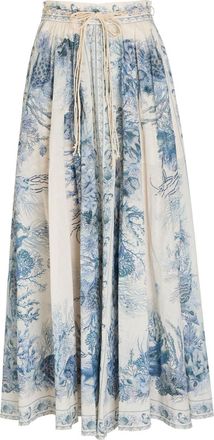 Zimmermann Wanderlust Printed Cotton Maxi Skirt - Blue - 4 (UK 16 / XL)
