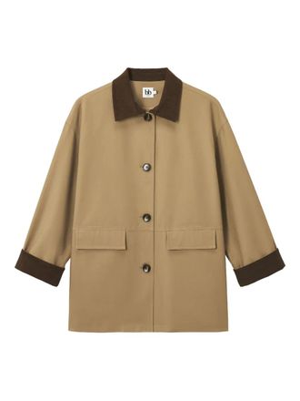 B+ab corduroy-collar cotton coat - women - Cotton - S - Neutrals