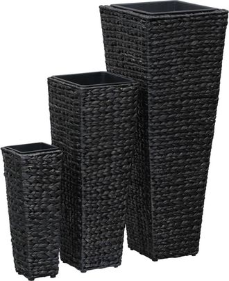 vidaXL Vidaxl - Conjunto De Arriates 3 Piezas Jacinto De Agua Negro