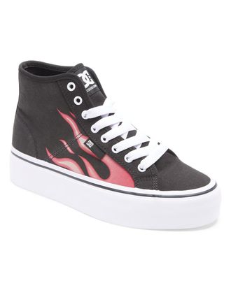 DC Sneaker DC SHOES Manual Hi Platform, Damen, Gr. 6,5(37,5), schwarz (schwarz, flames), Obermaterial:Obermaterial: Textil (Baumwolle) / Futter: Textil /