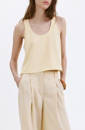 Mango Flowy Cropped Top in Pastel Yellow at Nordstrom, Size Xx-Large