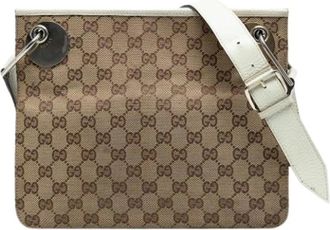 Gucci Pre-owned Shoulder Bags, female, Beige, Size: ONE SIZE Pre-owned Vintage Canvas Crossbody Bag