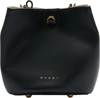 Marni Pannier Bucket Bag - Dames - Schoudertassen - Zwart - ONE Size - Leer - Tassen