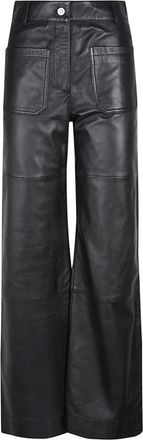 Victoria Beckham Alina leren broek - Dames - Leren Broeken - Zwart - 2XS - Leer - Broeken
