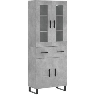 vidaXL Vidaxl - Aparador Alto Madera Contrachapada Gris Hormig&oacute;n 69,5x34x180 Cm